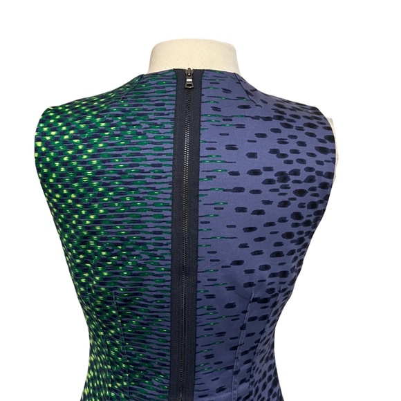 T Tahari Dress S 8 Purple, Blue, Navy, Green Sheath Patterned Professional Work - Picture 8 of 15
